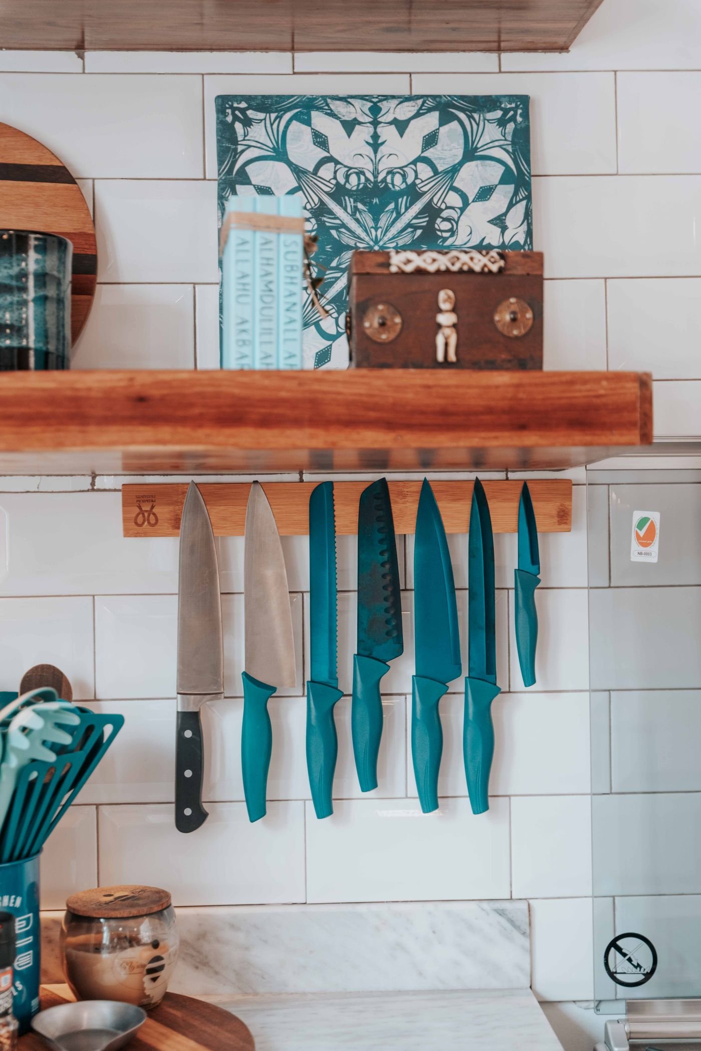 Blue Handle Knife Set