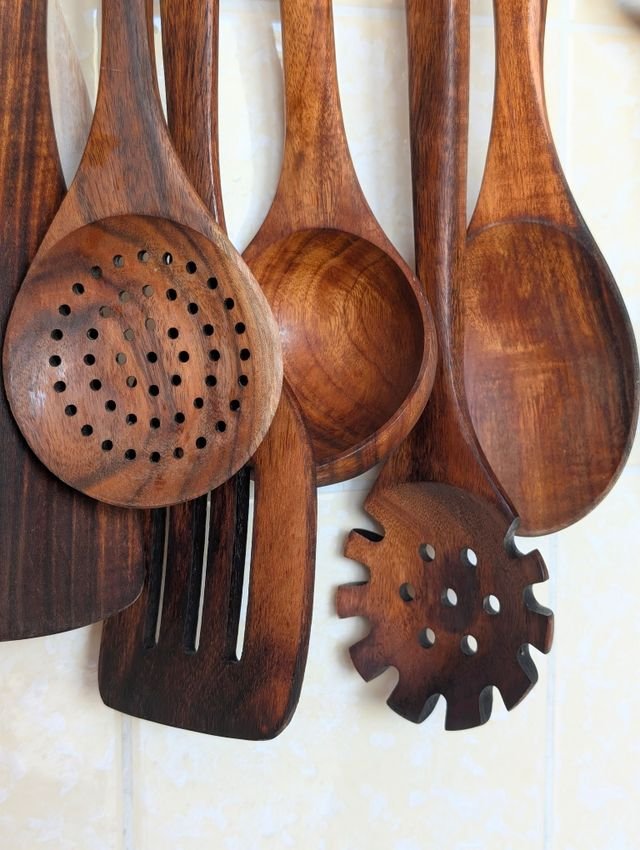 Carved Wooden Serving Set