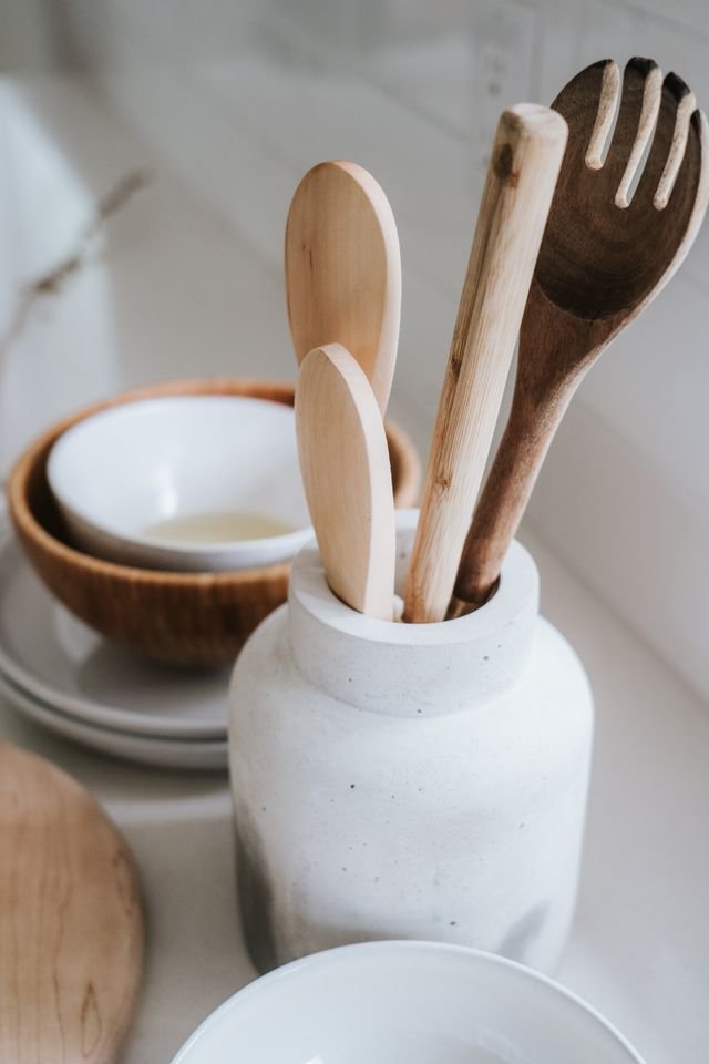 Wooden Utensil Crock Set