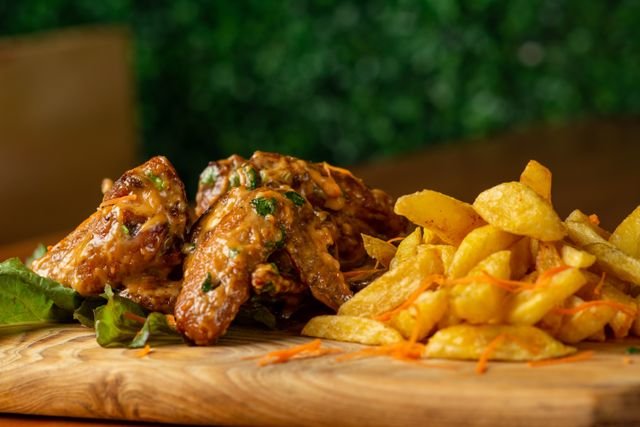 Herb Rubbed Wings and Potato Wedges