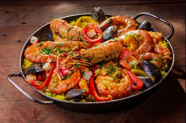 Seafood Paella with Prawns and Mussels