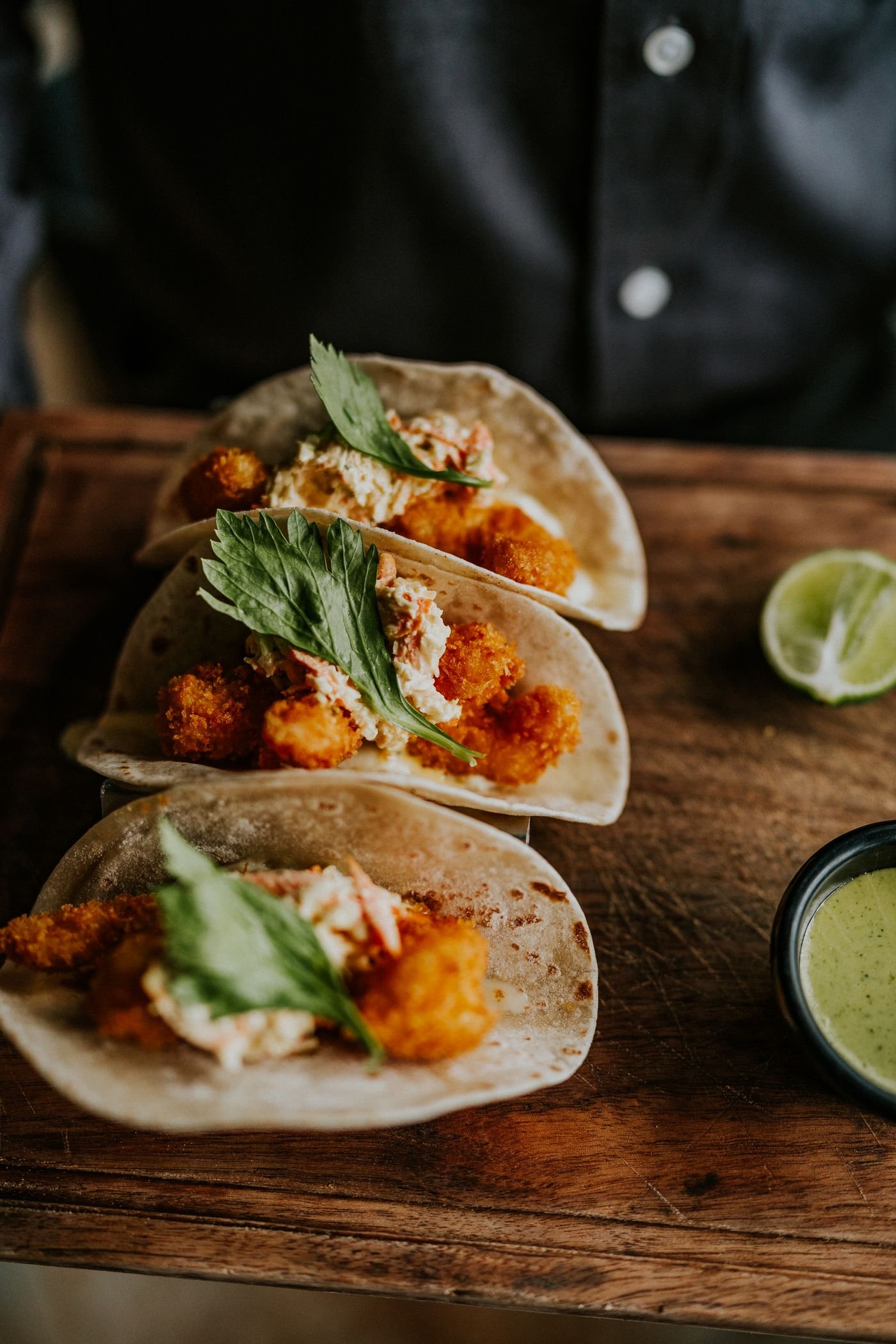 Golden Fried Shrimp Tacos