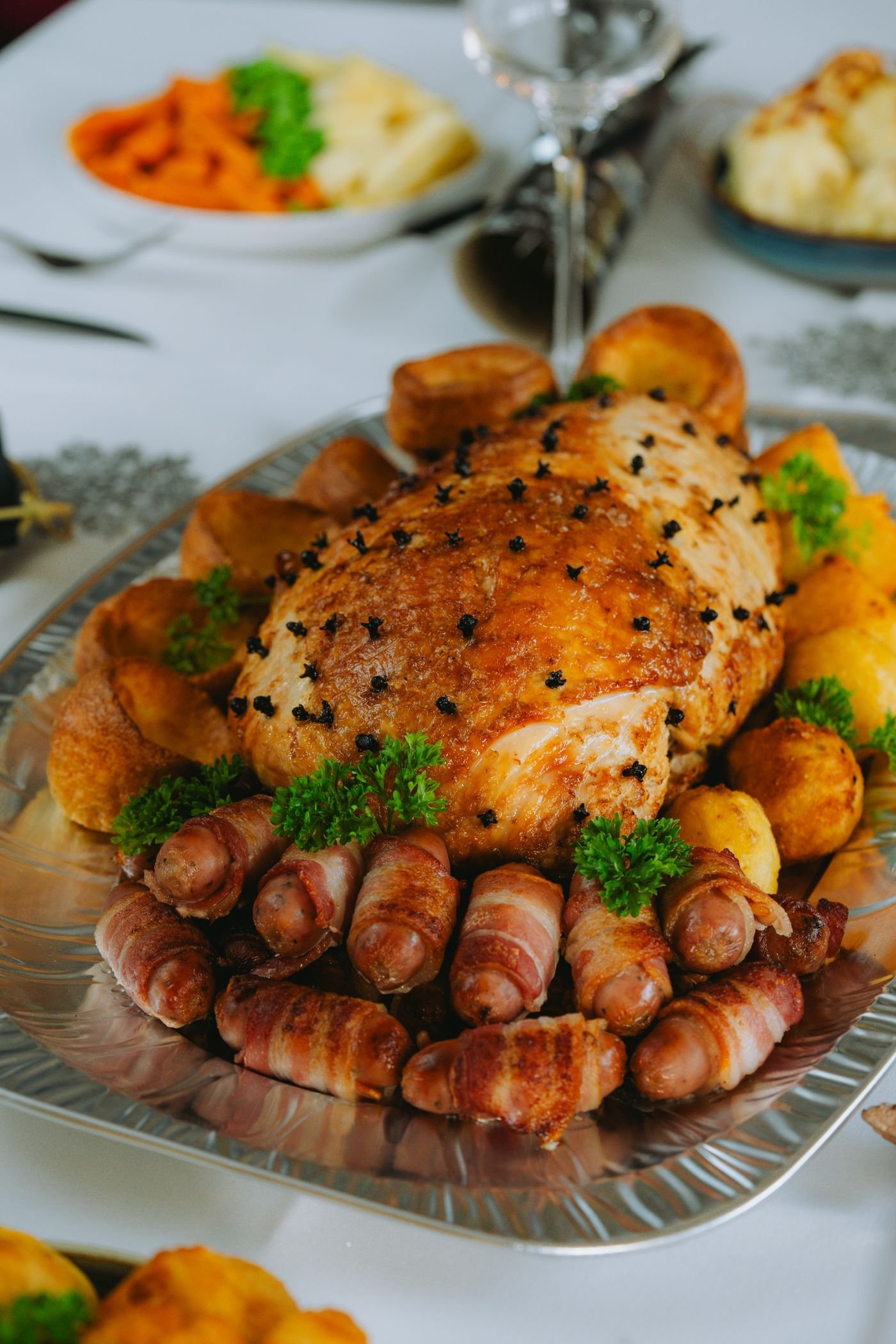 Roast Chicken with Sausages and Herbs