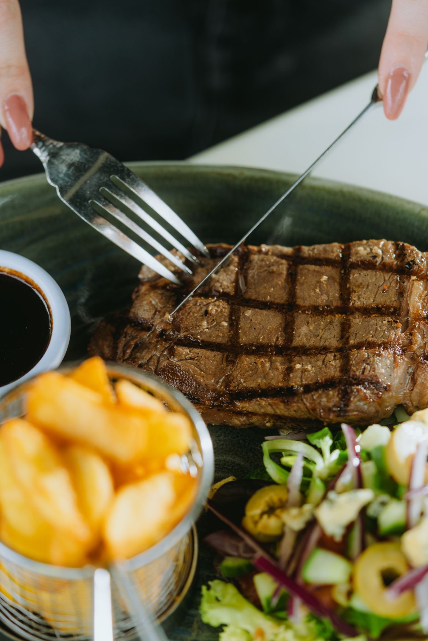 Grilled Strip Steak with Potato Wedges