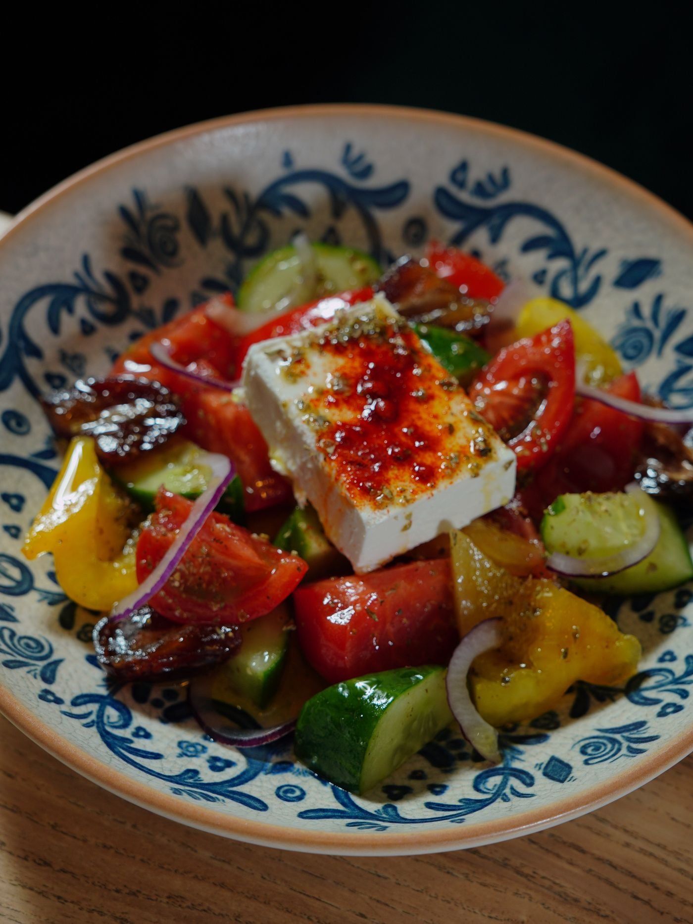 Village Salad with a Feta Slab