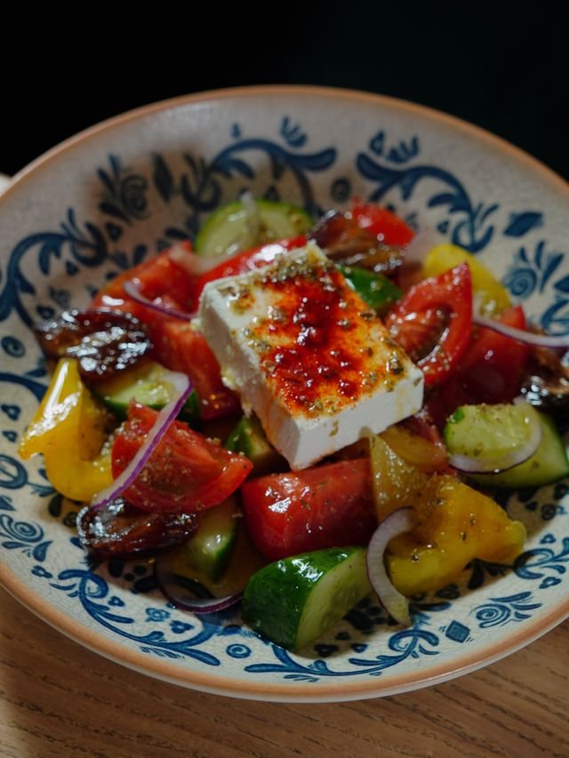 Village Salad with a Feta Slab
