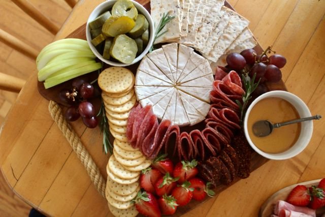Brie and Salami Platter with Pickles