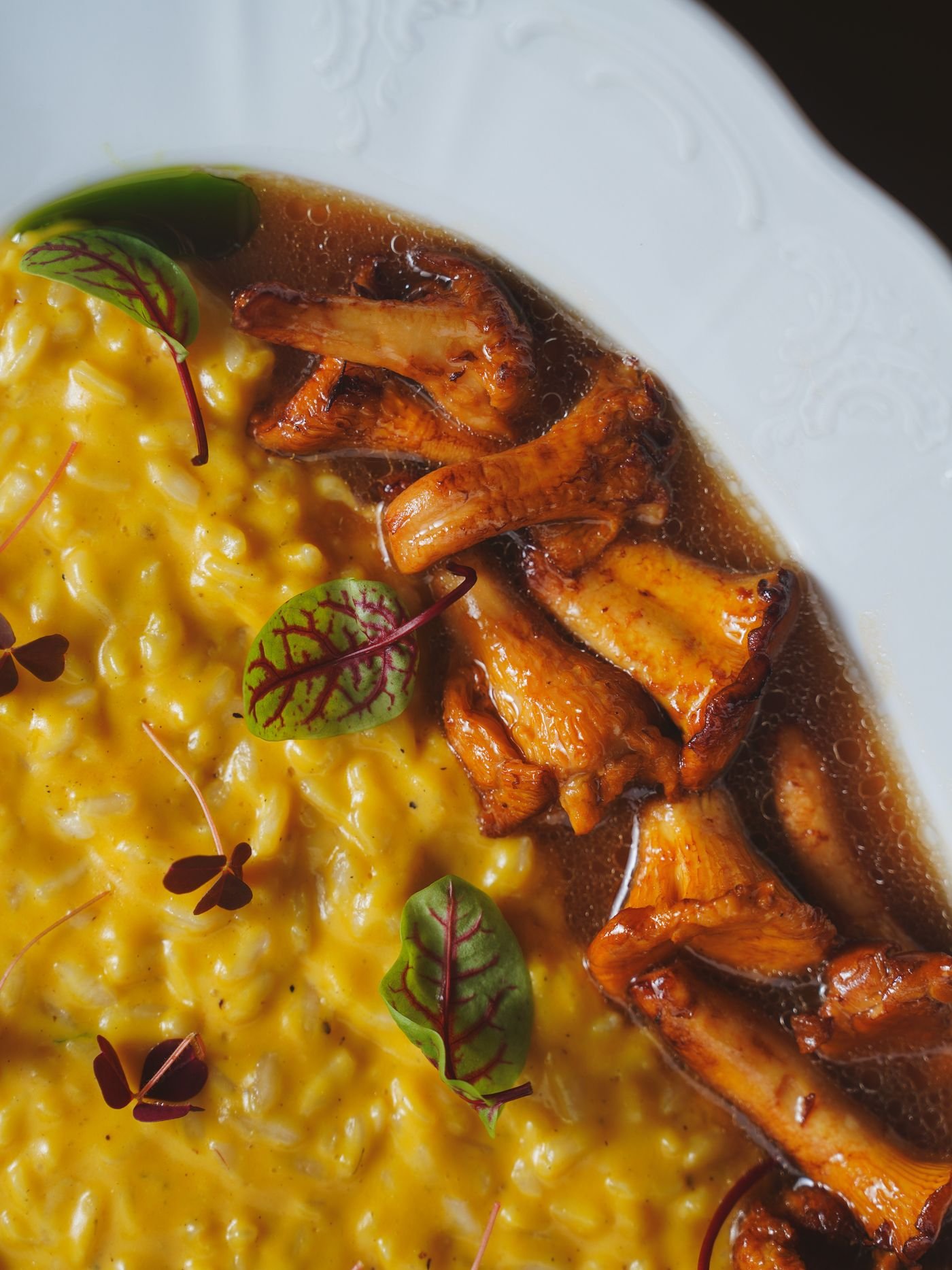 Saffron Risotto with Roasted Mushrooms
