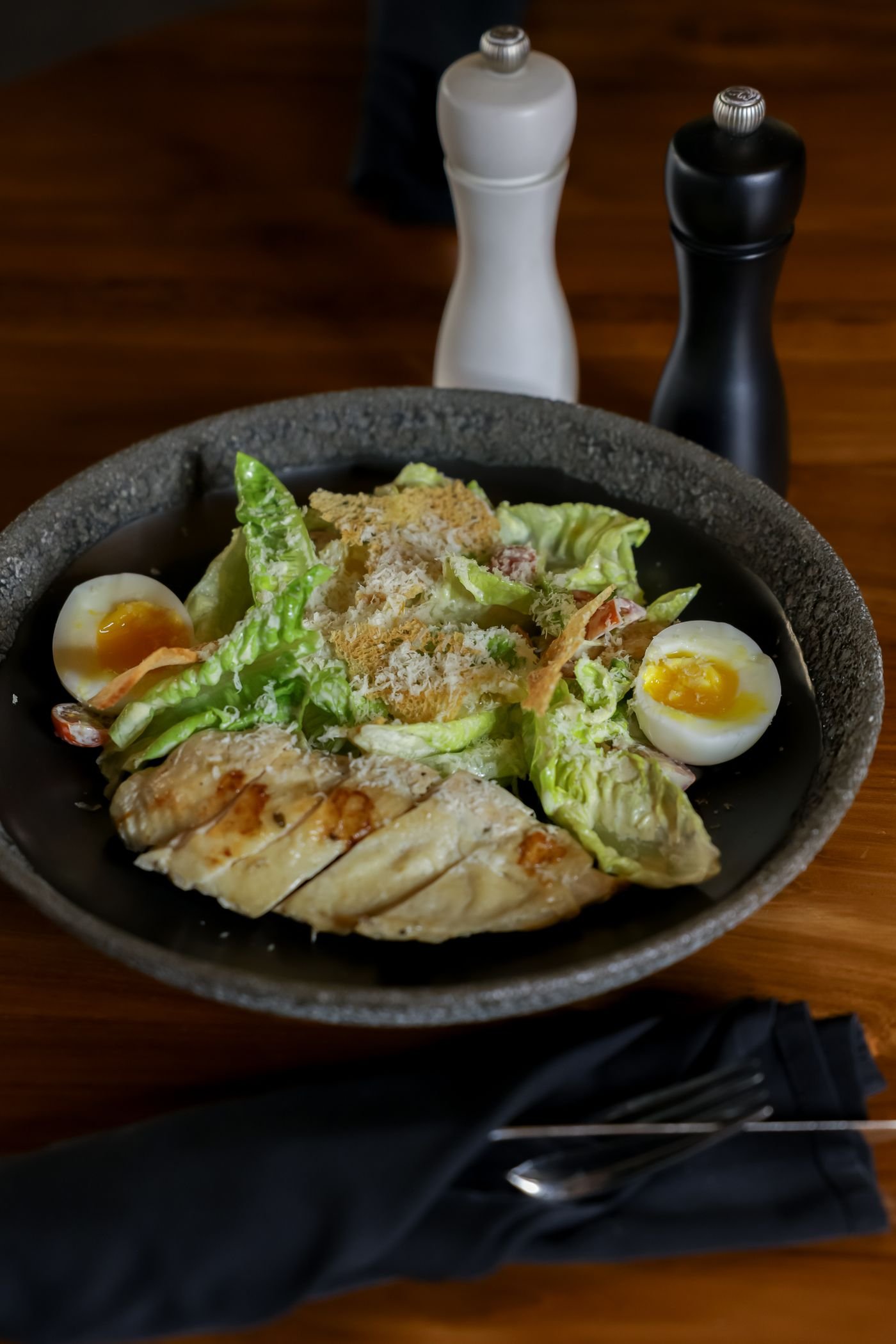 Grilled Chicken Caesar with Jammy Eggs