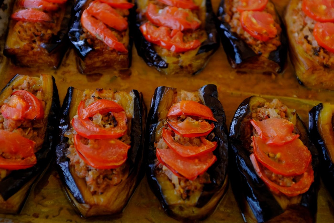 Baked Stuffed Eggplant with Tomato