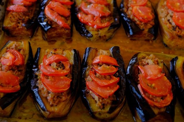Baked Stuffed Eggplant with Tomato