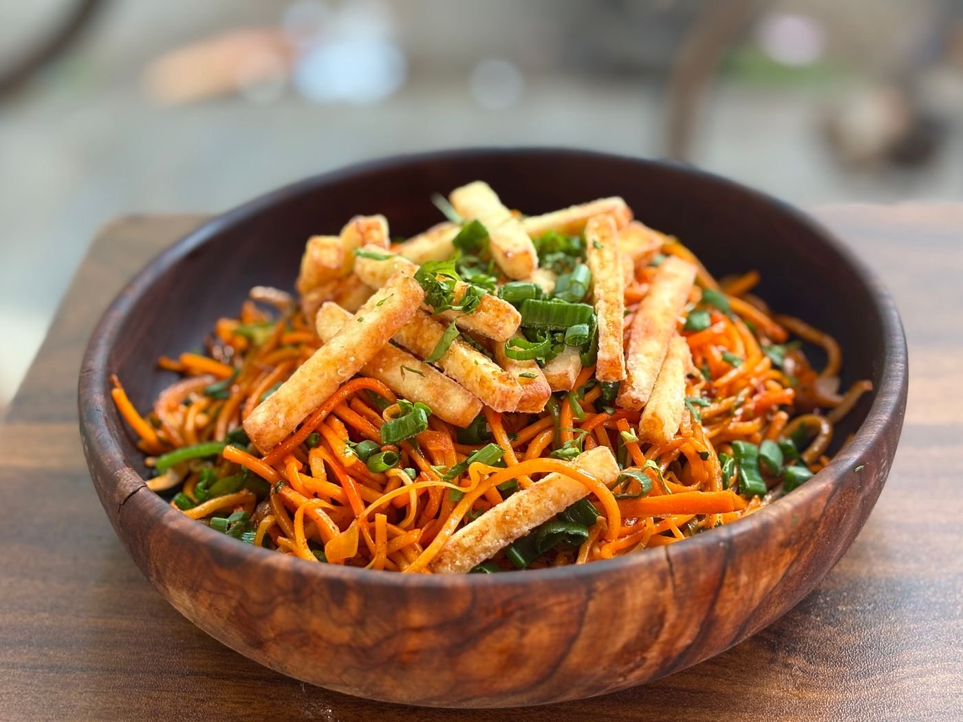 Sesame Tofu with Carrot Noodles