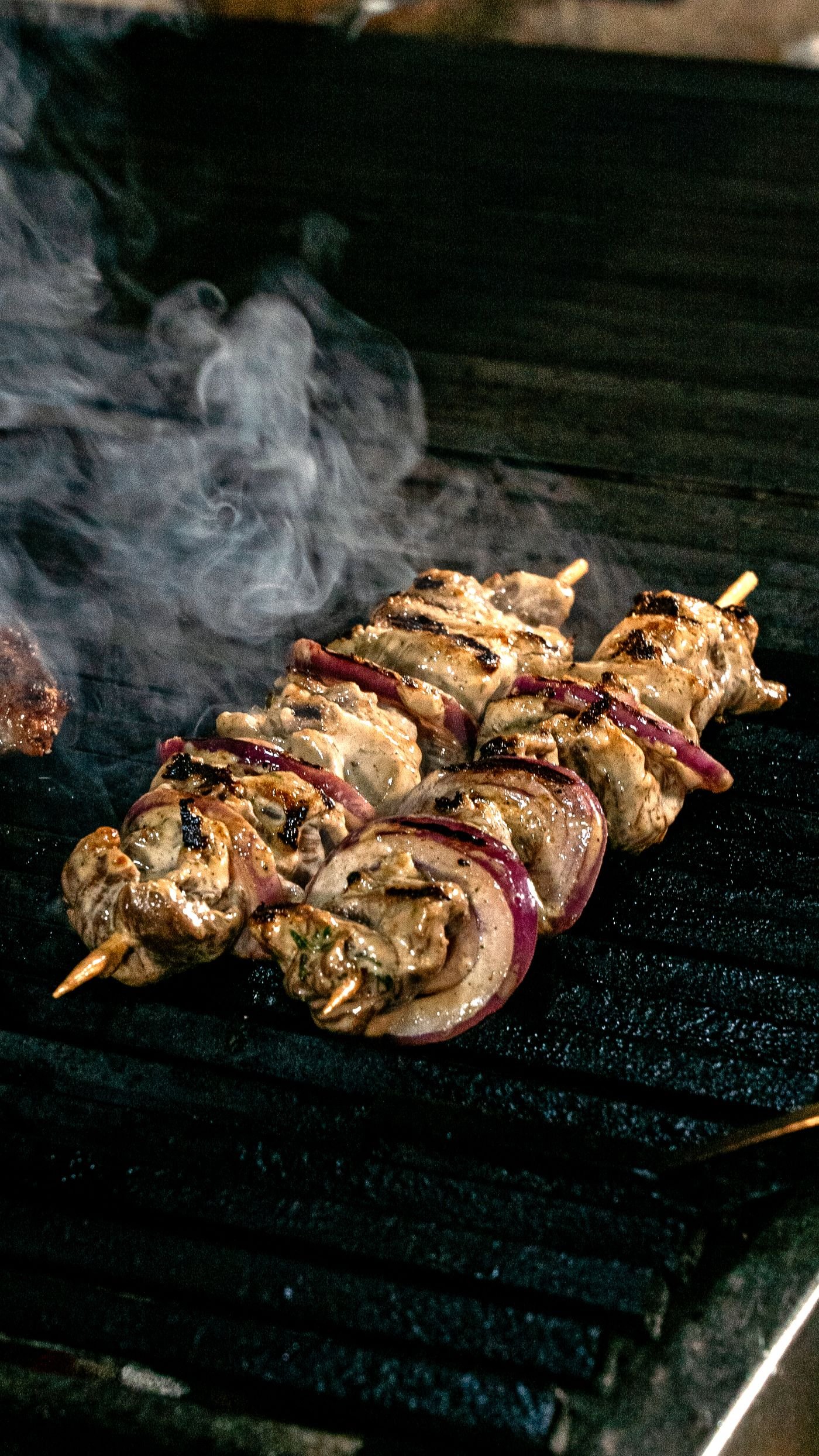 Grilled Chicken and Red Onion Skewers
