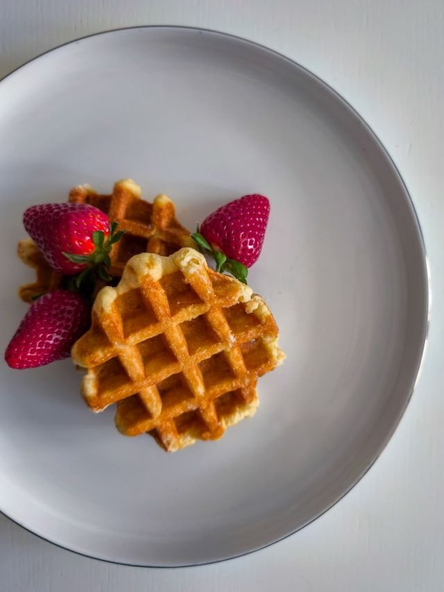 Golden Strawberry Belgian Waffles