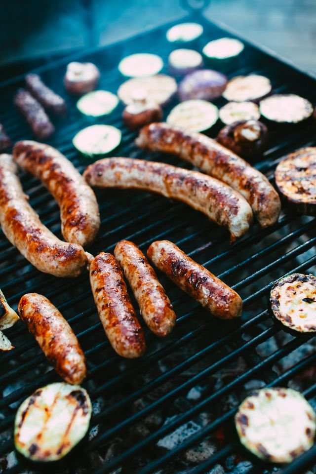Charred Bratwurst on the Grill