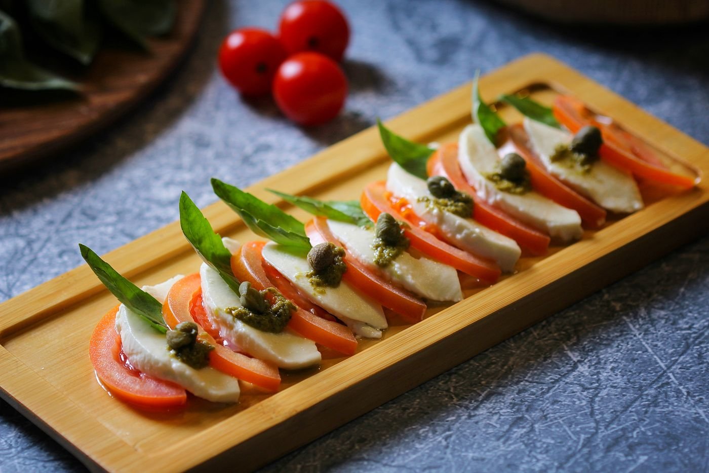 Caprese Skewers on a Board
