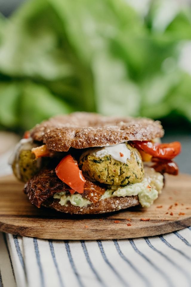 Falafel Burger with Yogurt Sauce