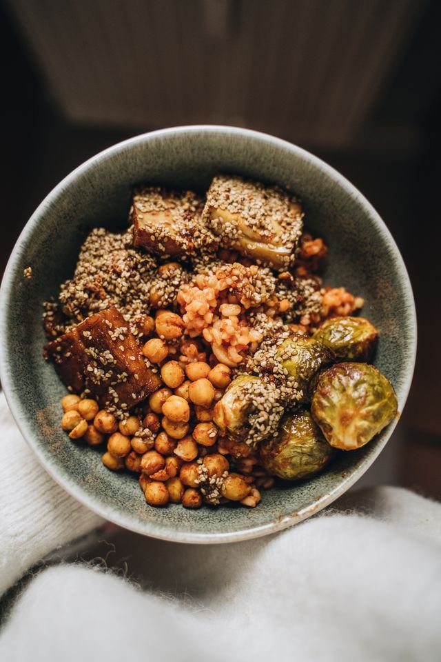 Sesame Tofu and Chickpea Bowl