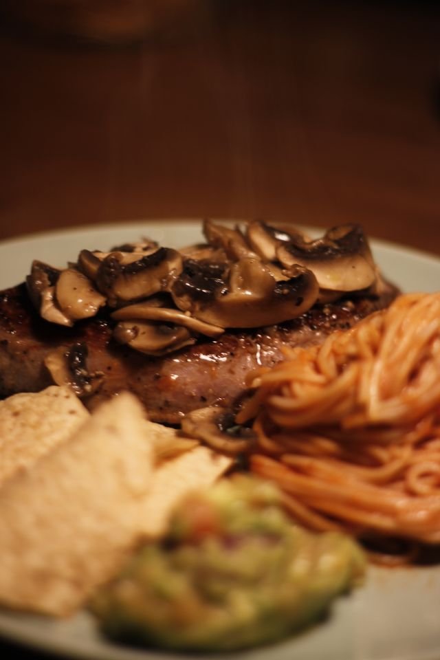 Peppercorn Steak with Mushroom Spaghetti