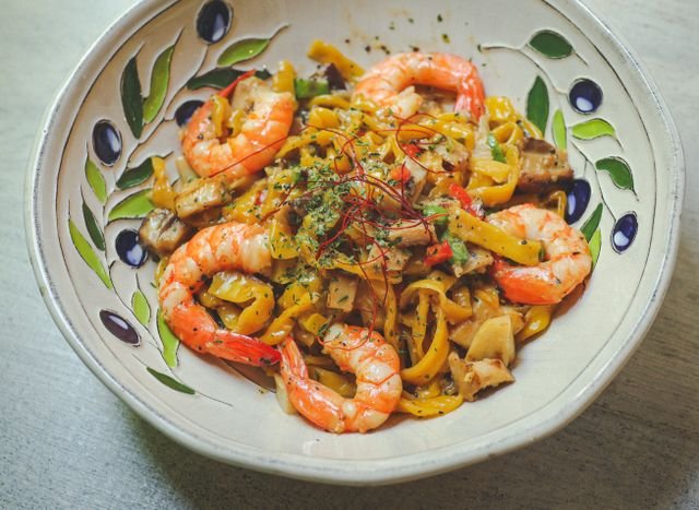 Spicy Shrimp Pasta with Peppers